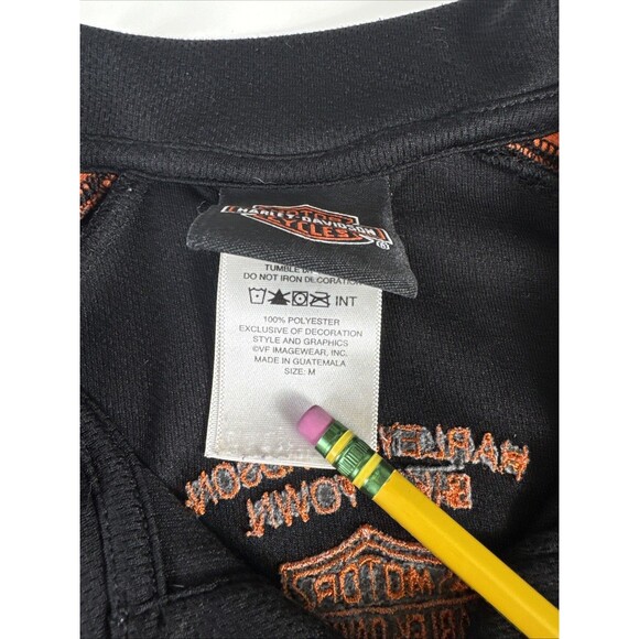 Harley-Davidson Polo Shirt Black Orange Gray Short Sleeve BikeTown Youngstown OH - Picture 6 of 10